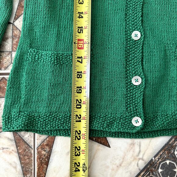 Exclusive Hand Knit for Ralph Lauren Medium Green Cardigan - Picture 3 of 6